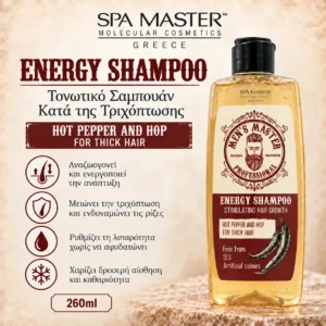 MEN’S MASTER Energy Shampoo 260ml – Τονωτικό Σαμπουάν κατά της Τριχόπτωσης & της Αραίωσης
