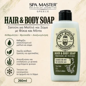 MEN’S MASTER Hair & Body Soap Seaweed and Mint 260ml – Σαπούνι 2 σε 1 για Μαλλιά & Σώμα για Ευαίσθητη Επιδερμίδα