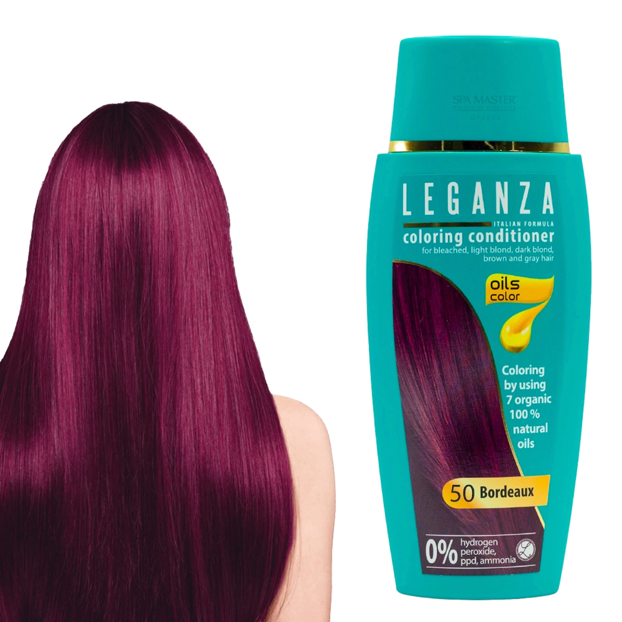 Leganza Coloring Conditioner - Μαλακτική Κρέμα Μαλλιών με Χρώμα Χωρίς Αμμωνία 150ml No50 Bordeaux/Μπορντό