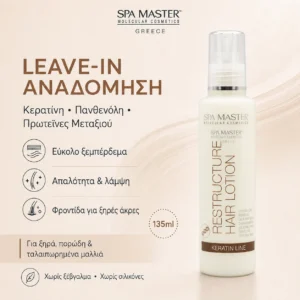 Spa Master Restructure Hair Lotion 135ml – Leave-In Λοσιόν Αναδόμησης με Κερατίνη, Πανθενόλη & Πρωτεΐνες Μεταξιού