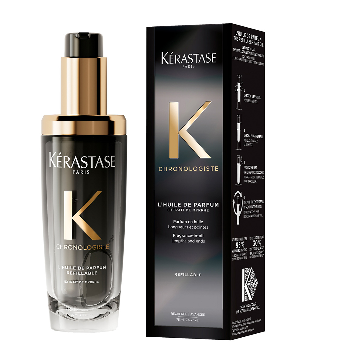 Kerastase Chronologiste LΗuile De Parfum Refillable Έλαιο για Αναζωογόνηση των Μαλλιών 75ml 3474637219611 1