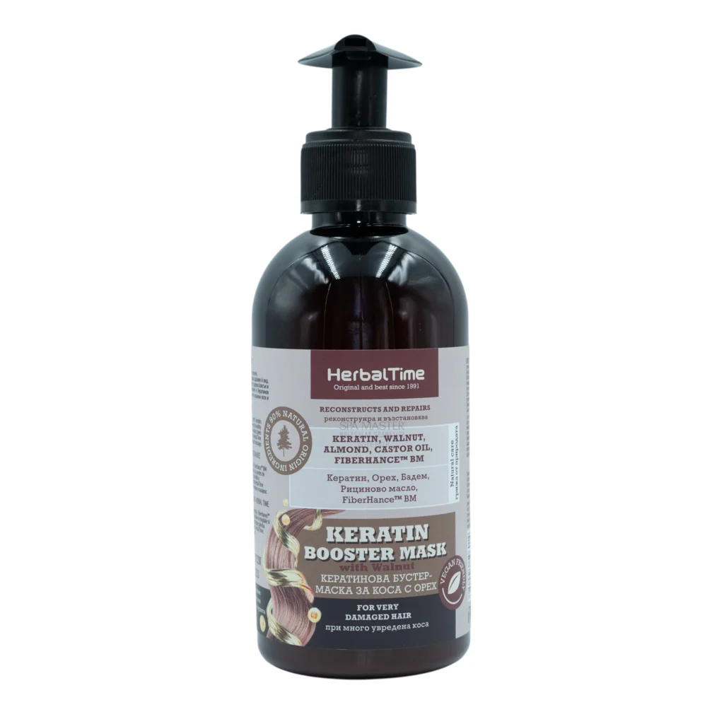 Herbal Time Keratin Booster Hair Mask with Keratin & Walnut 240ml | Μάσκα Μαλλιών με Κερατίνη και Καρύδι για Αναδόμηση & Λάμψη