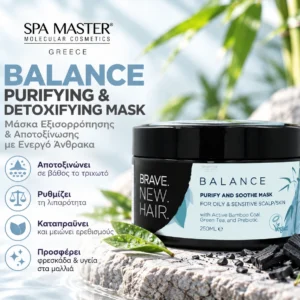 Brave New Hair Balance Purifying & Detoxifying Mask 250ml – Μάσκα Εξισορρόπησης & Αποτοξίνωσης με Ενεργό Άνθρακα - Εικόνα 1