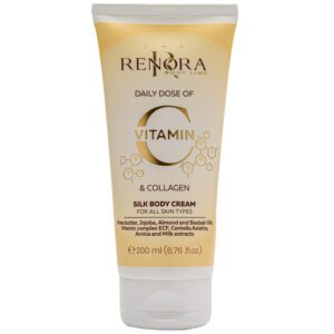 Renora Daily Dose Vitamin C & Collagen Silk Body Cream 250ml – Μεταξένια Κρέμα Σώματος για Λάμψη, Σύσφιξη & Θρέψη