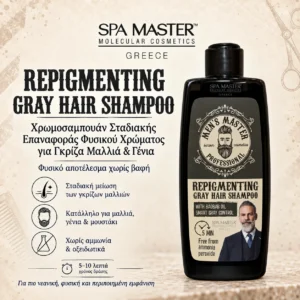 MEN’S MASTER Repigmenting Gray Hair Shampoo 260ml – Χρωμοσαμπουάν Σταδιακού Επαναχρωματισμού για Γκρίζα Μαλλιά & Γένια
