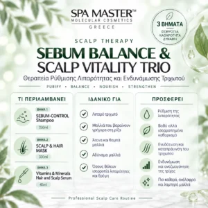 SPA MASTER Sebum Balance & Scalp Vitality Trio Θεραπεία Ρύθμισης Λιπαρότητας και Ενδυνάμωσης Τριχωτού