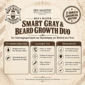 MEN’S MASTER Smart Gray & Beard Growth Duo Σετ Επαναχρωματισμού και Περιποίησης για Μαλλιά και Γένια