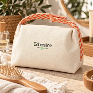 Echosline Eco Summer Beauty Bag – Εκρού Τσάντα / Νεσεσέρ με Πορτοκαλί Ιμάντα - Εικόνα 1