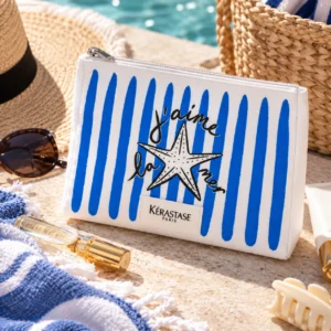 Kérastase J’Aime La Mer Pouch – Λευκό & Μπλε Νεσεσέρ Καλλυντικών με Φερμουάρ - Εικόνα 1
