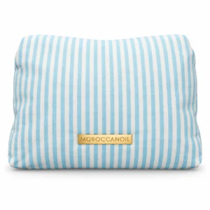 Moroccanoil Striped Cosmetic Travel Pouch 21,6 x 22,9 x 5,1cm – Λευκό & Τιρκουάζ Νεσεσέρ Καλλυντικών