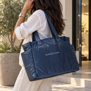 Moroccanoil Stylist Bag – Μπλε Τσάντα Χειρός & Ώμου με Σατινέ Όψη - Εικόνα 1