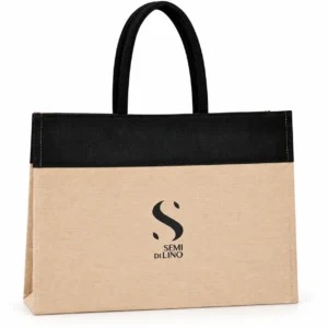 ALFAPARF MILANO Semi di Lino Sunshine Large Fabric Bag – Μπεζ & Μαύρη Τσάντα Παραλίας 45,5 x 36cm